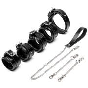 8 pieces cowhide leather bondage set / BK-1001BK