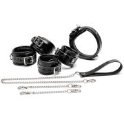 8 pieces cowhide leather bondage set / BK-1001BK