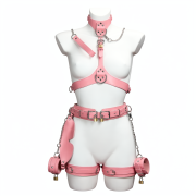Full body cowhide leather bondage harness set / BH-1001PK