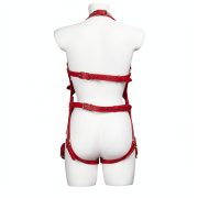 Full body PU leather bondage harness set / BH-1002RD