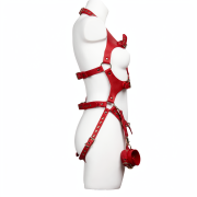 Full body PU leather bondage harness set / BH-1002RD