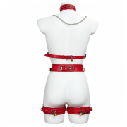 Full body cowhide leather bondage harness set / BH-1001RD