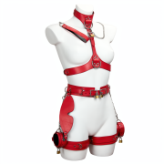 Full body cowhide leather bondage harness set / BH-1001RD