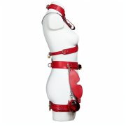 Full body cowhide leather bondage harness set / BH-1001RD