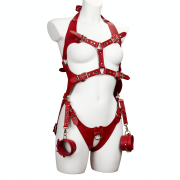 Full body PU leather bondage harness set / BH-1002RD