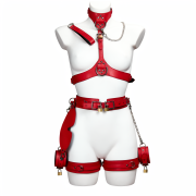 Full body cowhide leather bondage harness set / BH-1001RD