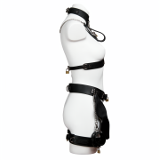 Full body cowhide leather bondage harness set / BH-1001BK