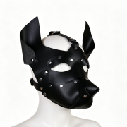 Cowhide leather dog mask / MK-1001BK