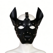 Cowhide leather dog mask / MK-1001BK