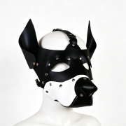 Cowhide leather dog mask / MK-1001WT